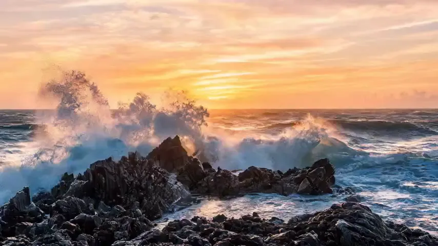 Ocean waves on rocks — atmospheric b-roll from a still