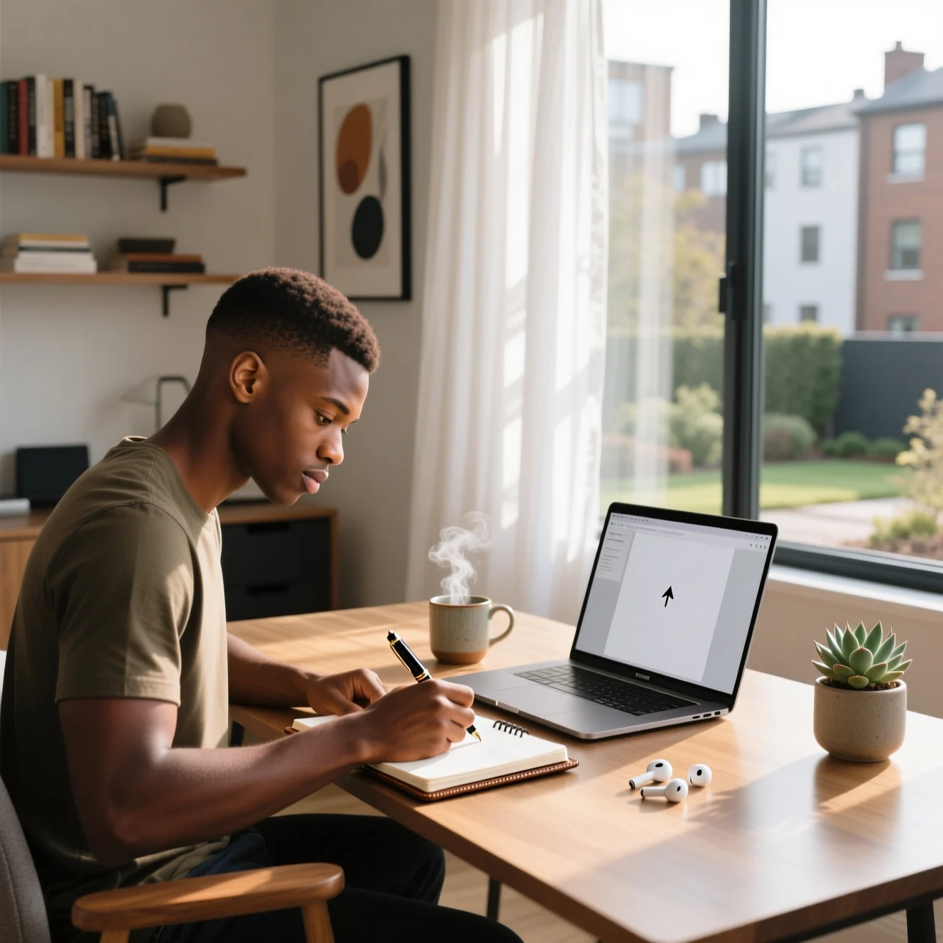 Designing an AI influencer persona at a desk