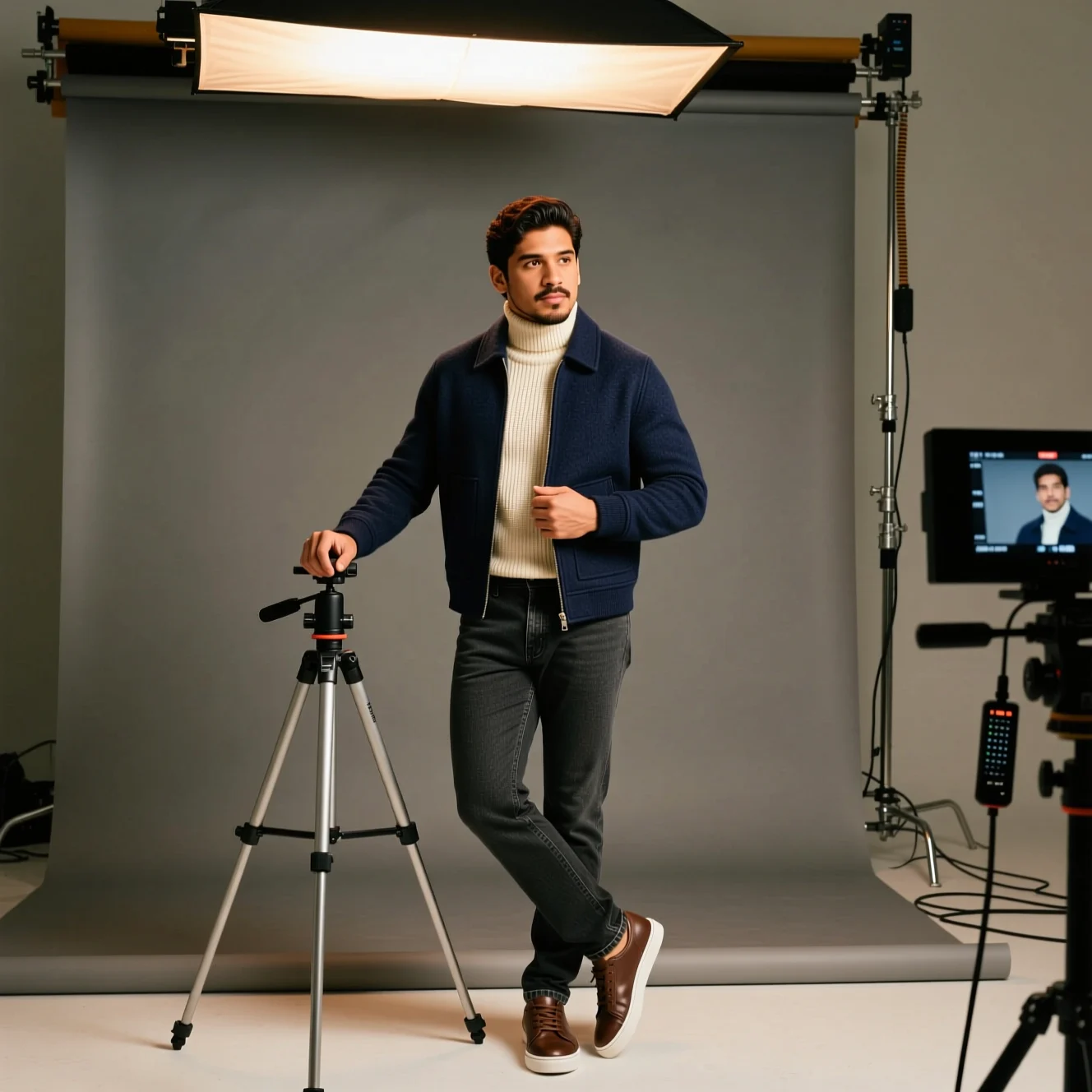 Generating AI influencer photos in a studio scene