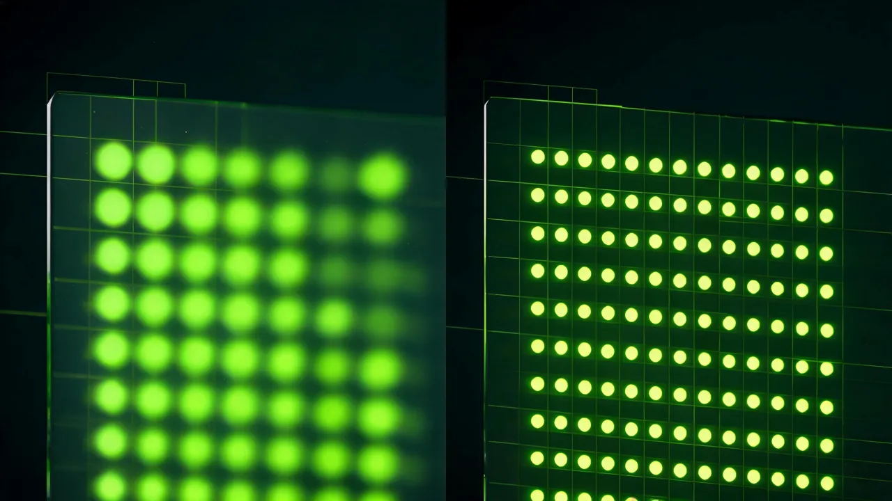 A close-up comparison of low-DPI versus sharp 300 DPI print dots, created with Pixazo AI