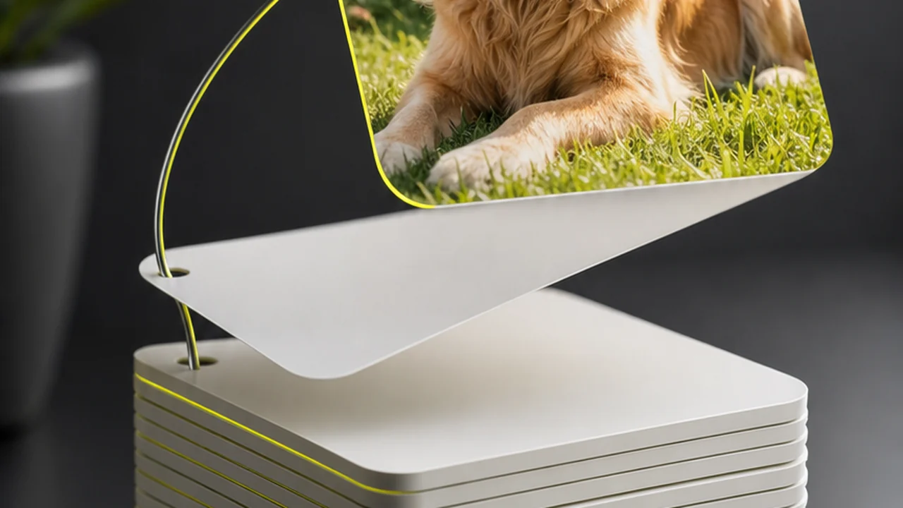 A stack of keyframe cards with the top card lifting away to reveal a photograph, created with Pixazo AI