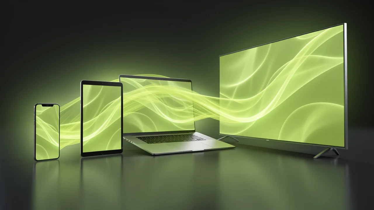 A converted MP4 playing across phone, tablet, laptop and TV, created with Pixazo AI