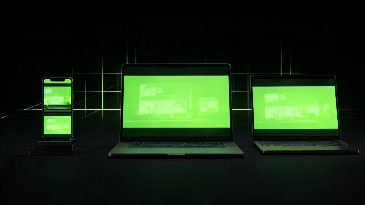 The same converted MP4 playing on an iPhone, MacBook and Windows laptop, created with Pixazo AI