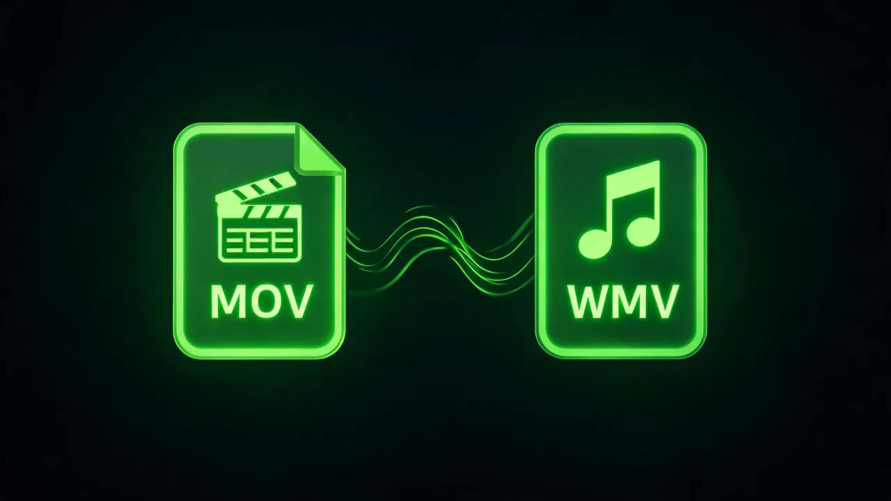 A MOV and a WMV file side by side showing the same video in two containers, created with Pixazo AI
