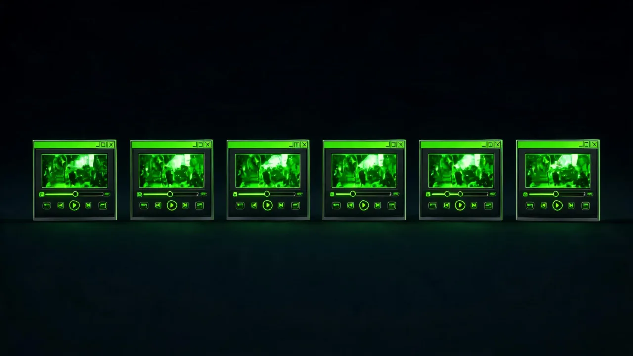 Several Windows Media Player windows all playing WMVs converted from MOV, created with Pixazo AI
