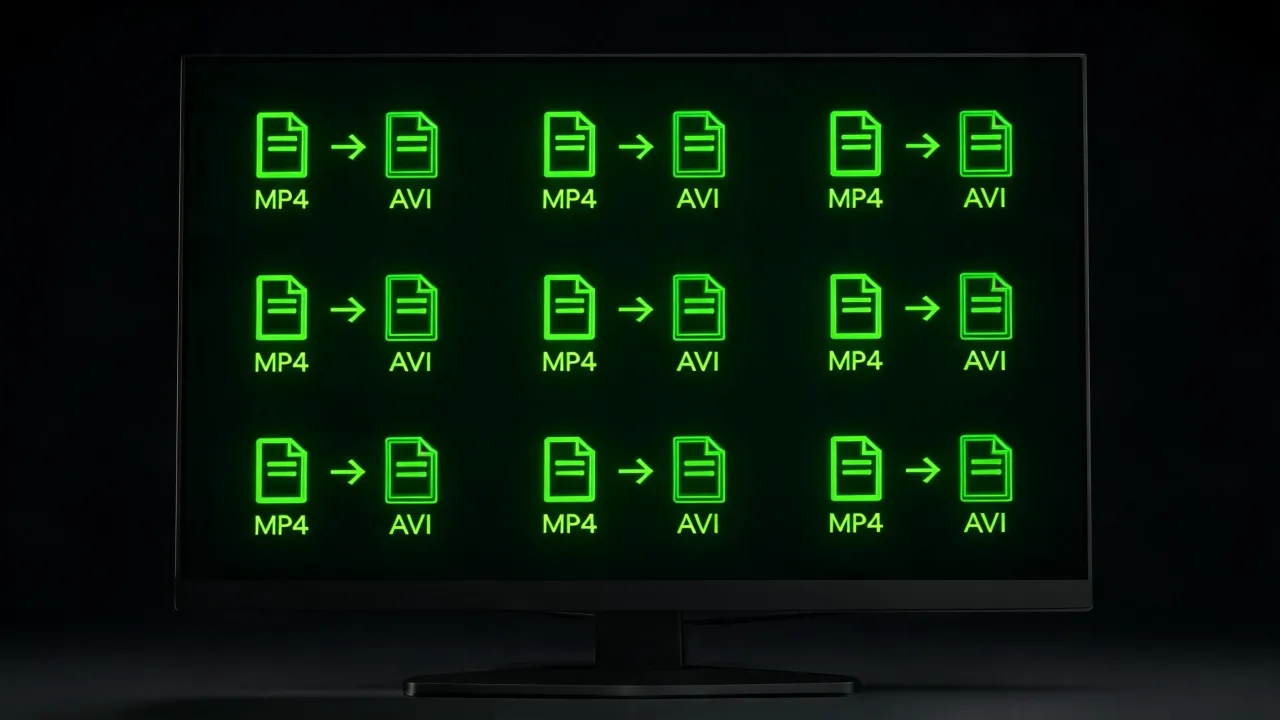 A grid of MP4 files converted to AVI, created with Pixazo AI