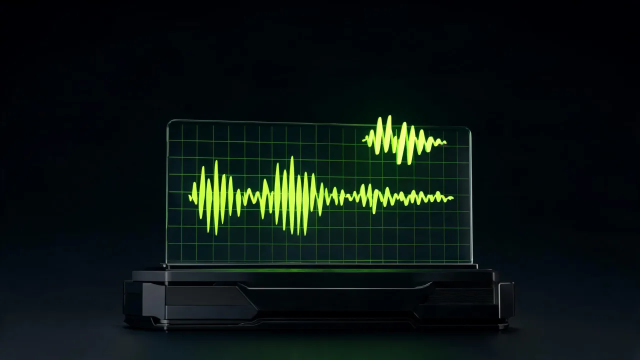 A video file releasing a lime audio waveform as an MP3, created with Pixazo AI