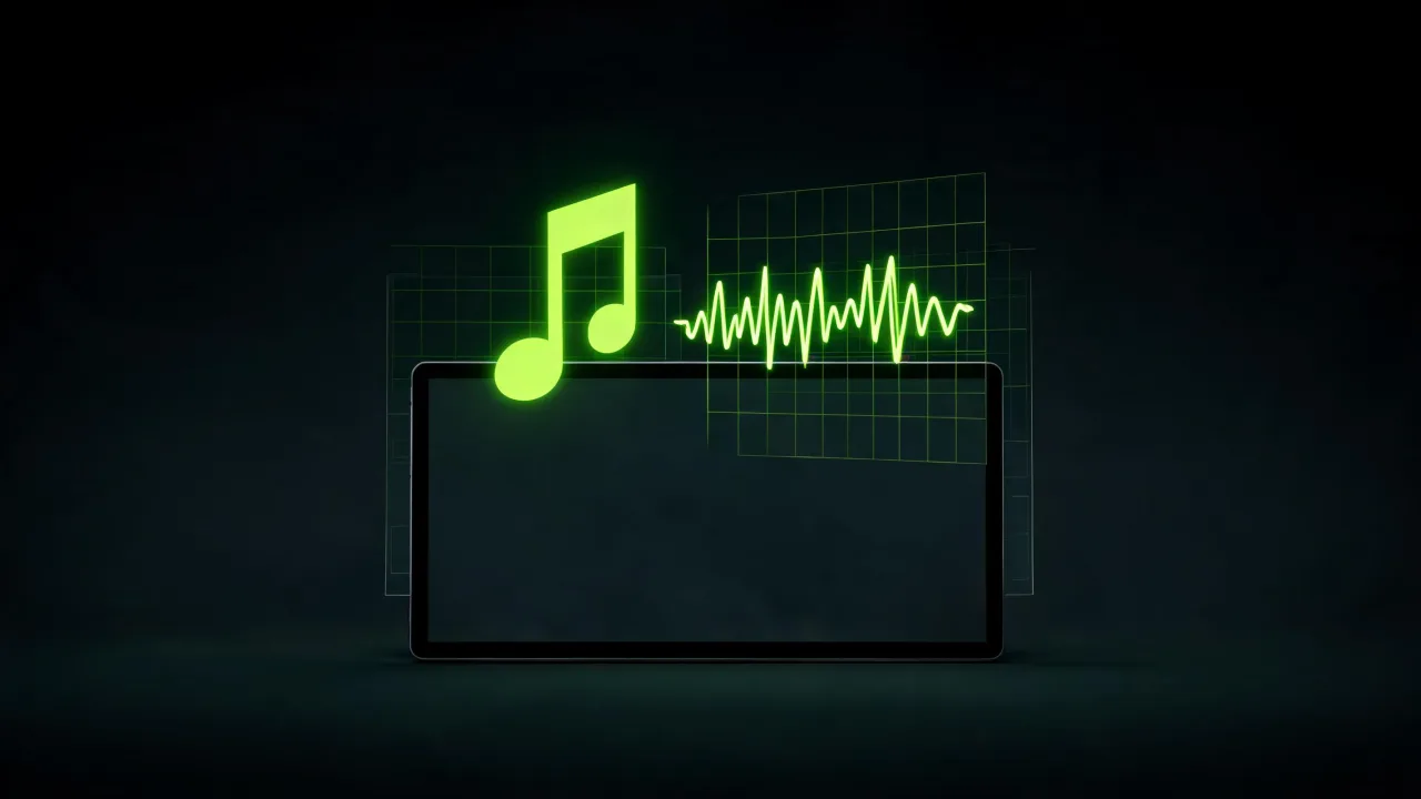 A music note and audio track lifting out of a video, created with Pixazo AI