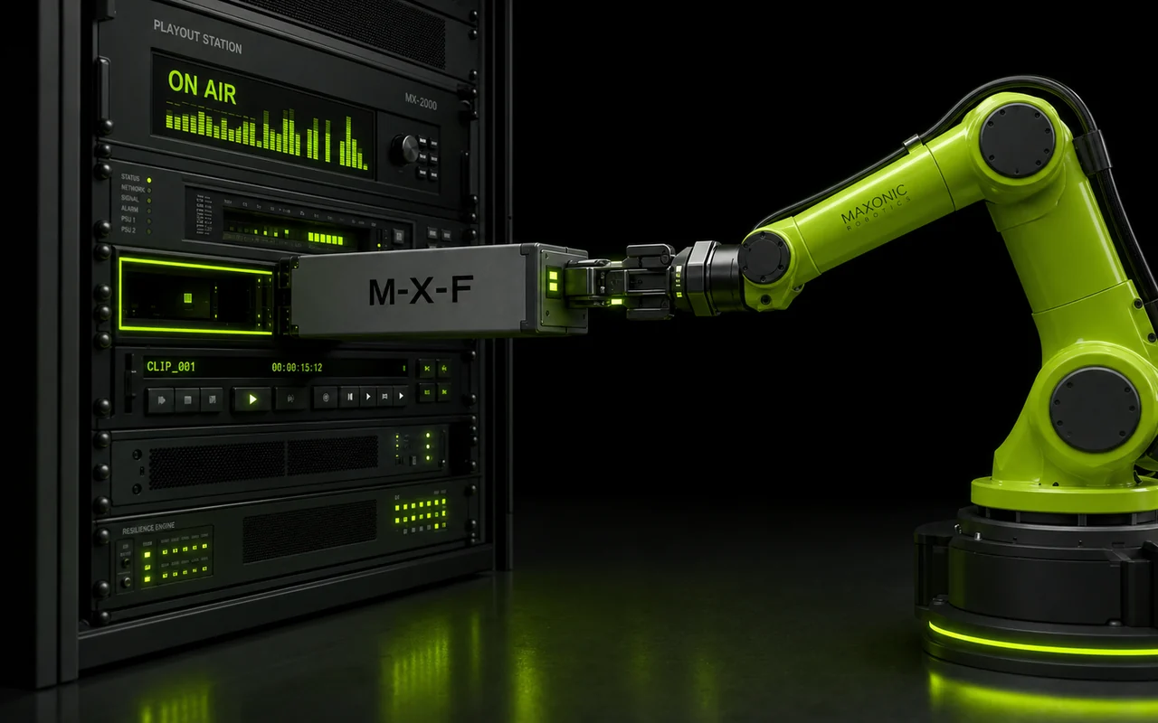 Browser-based conversion panel with an MP4 file queued for MXF output, created with Pixazo AI