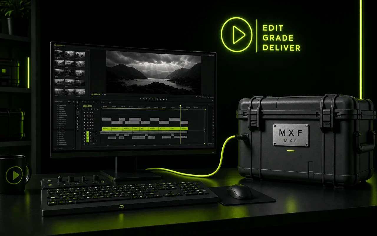 Finished MXF file ready to download alongside its original MP4 source, created with Pixazo AI