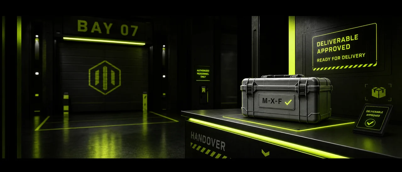 Wide frame comparing an MP4 source with the MXF deliverable produced from it, created with Pixazo AI