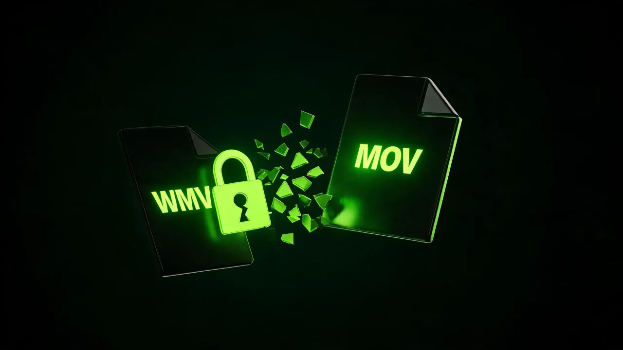A locked WMV file opening as a MOV file, created with Pixazo AI