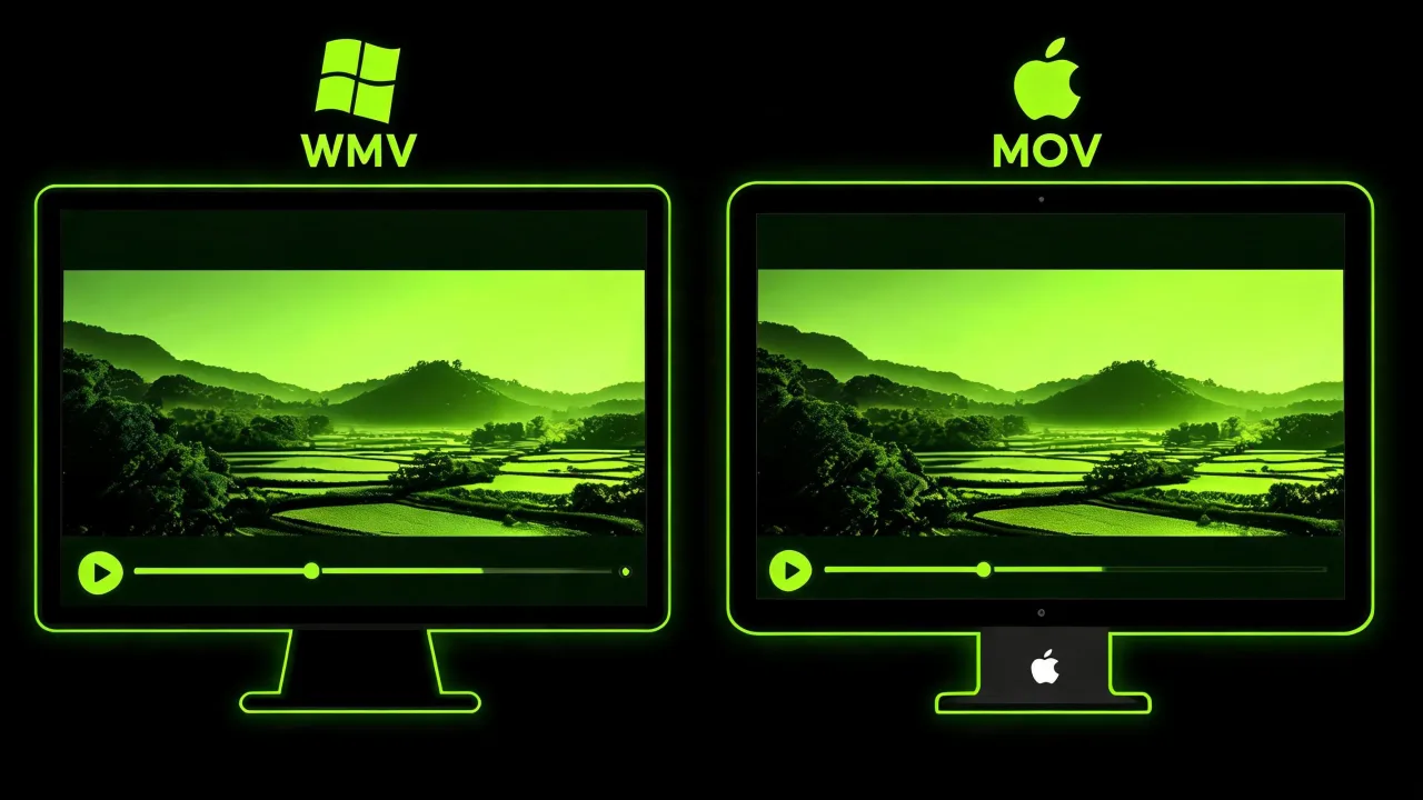 A WMV file being re-wrapped as a MOV so Apple software accepts it, created with Pixazo AI