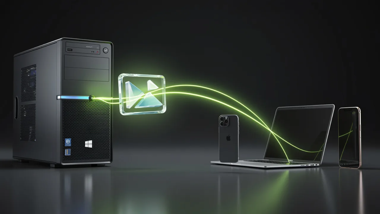 Convert WMV to MP4, a Windows video sent to iPhone, Mac and Android, created with Pixazo AI