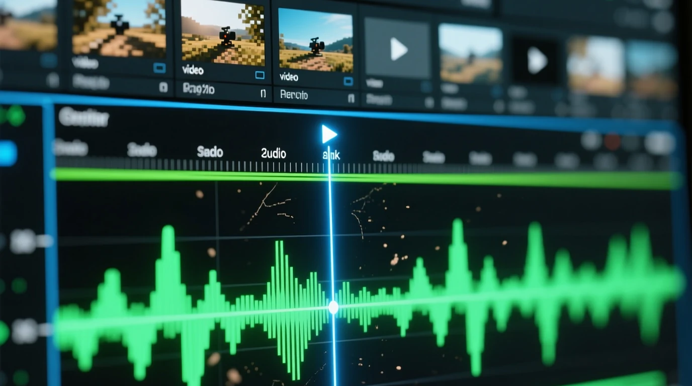 A timeline audio lane sitting under the picture track, the mental model for how you add audio to video
