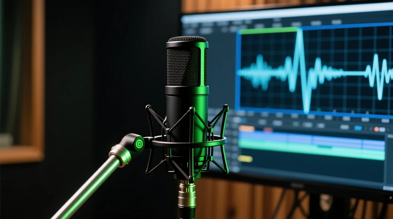 Recording a voiceover narration to add audio to video over an editing timeline in Pixazo