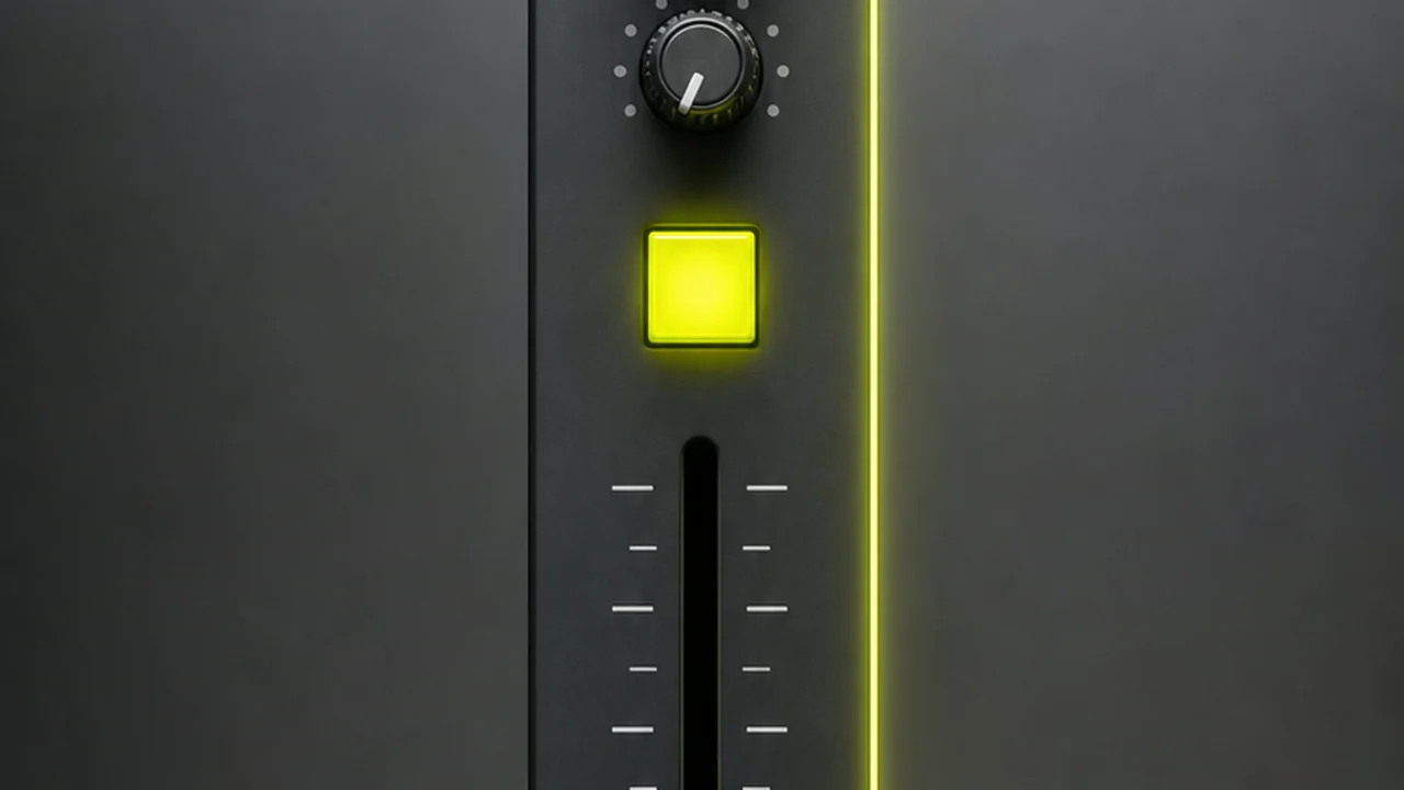 A mixing desk channel strip with its fader down and the mute button lit, created with Pixazo AI