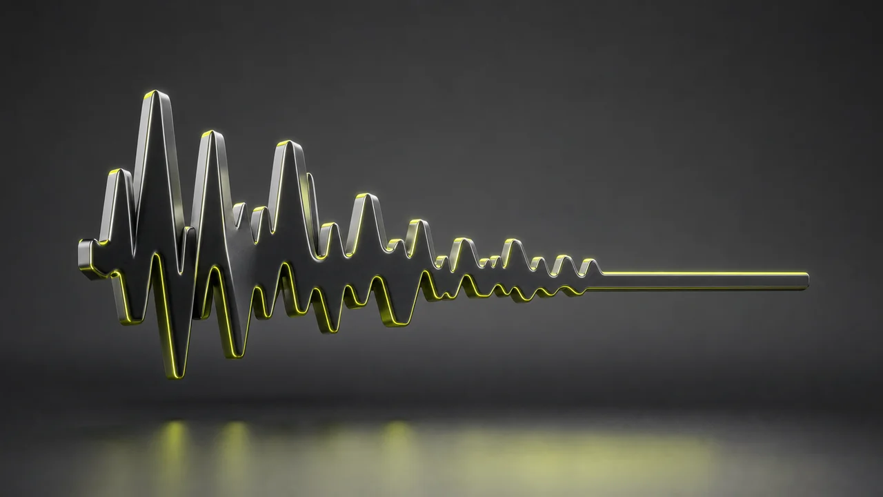 A sculpted waveform ribbon that is jagged at one end and collapses into a flat straight line at the other, created with Pixazo AI