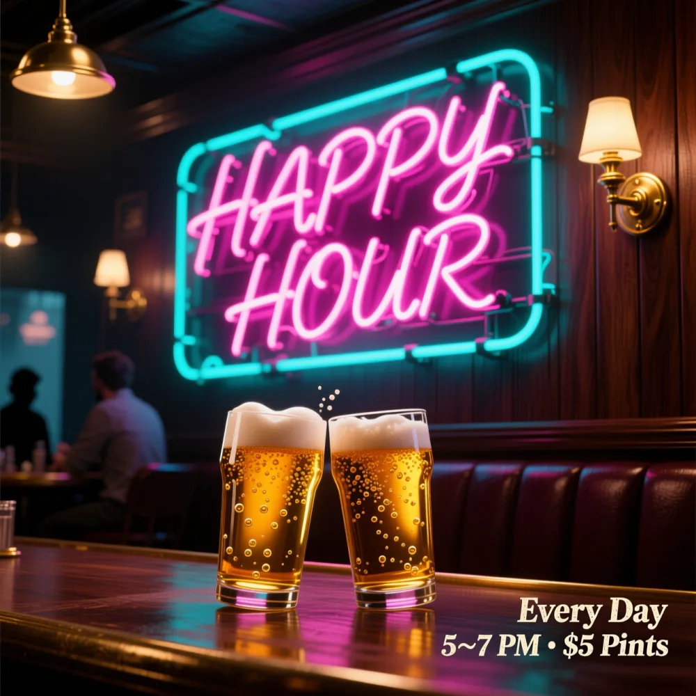 Happy hour bar poster made with Pixazo AI