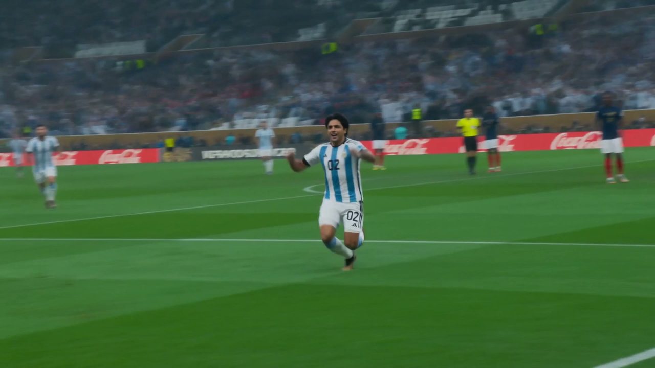 FIFA World Cup goal — AI player in Argentina's #02 jersey celebrating, generated with Pixazo Seedance 2.0