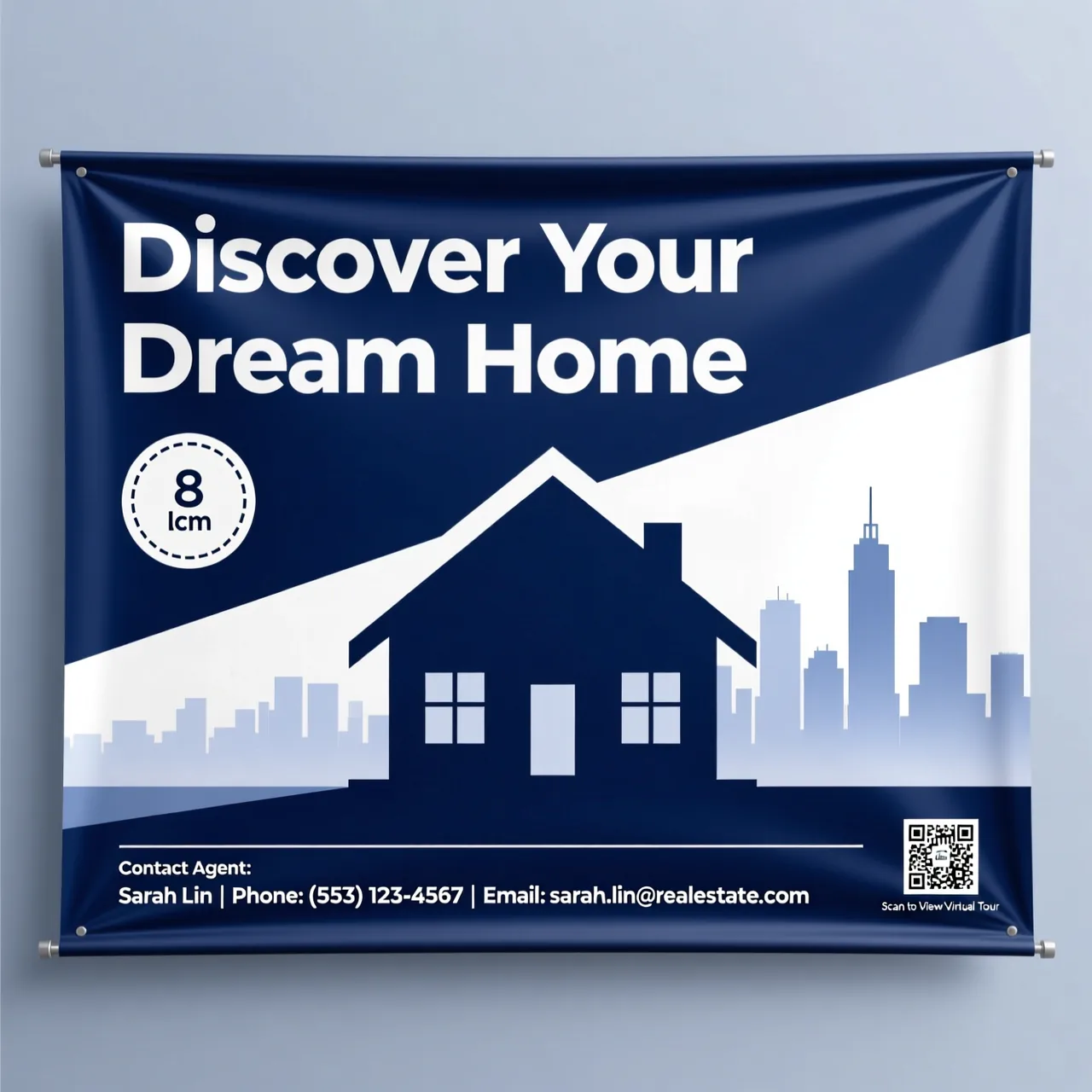 AI real estate flex banner reading Discover Your Dream Home, made with Pixazo AI Flex Banner Generator