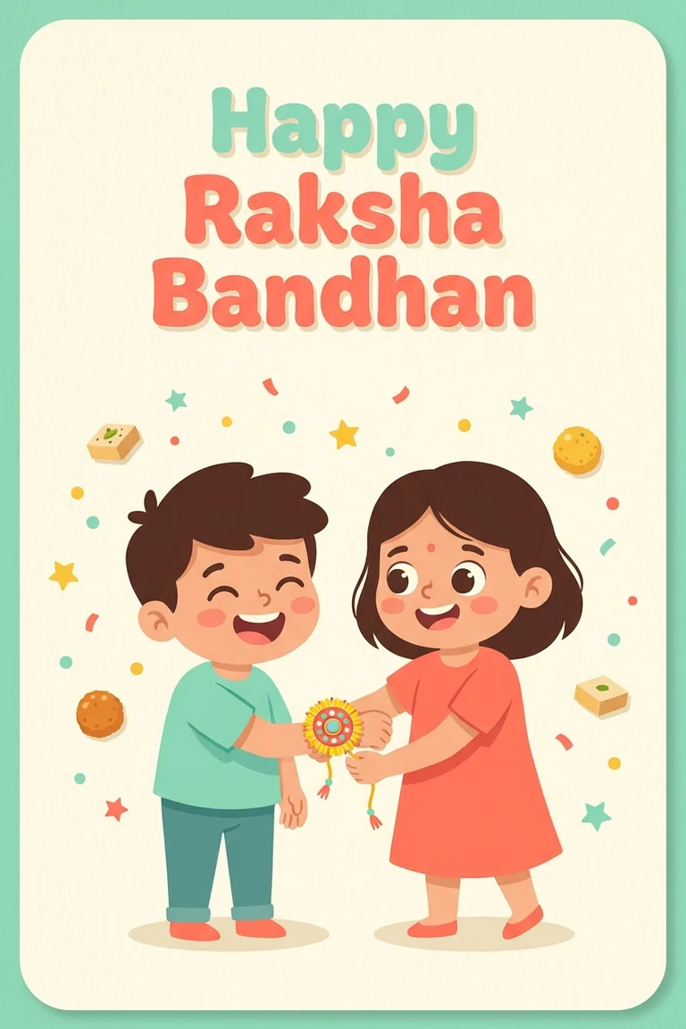 Raksha Bandhan card in the playful style, generated on Pixazo