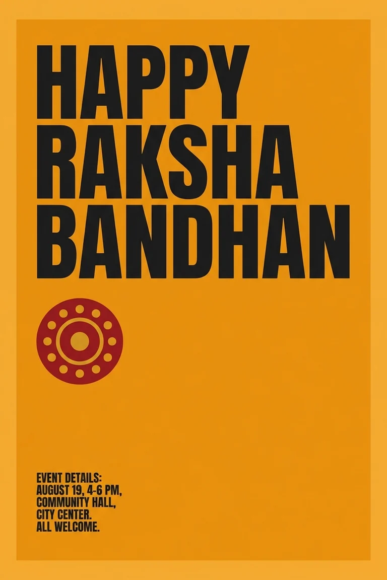 Raksha Bandhan poster in the typographic style, generated on Pixazo