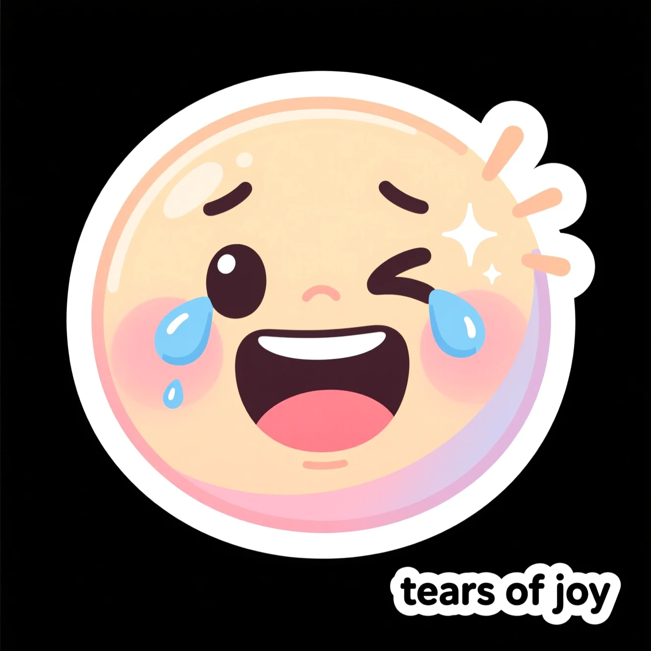 Laughing face die-cut sticker made with the criador de adesivos com IA grátis