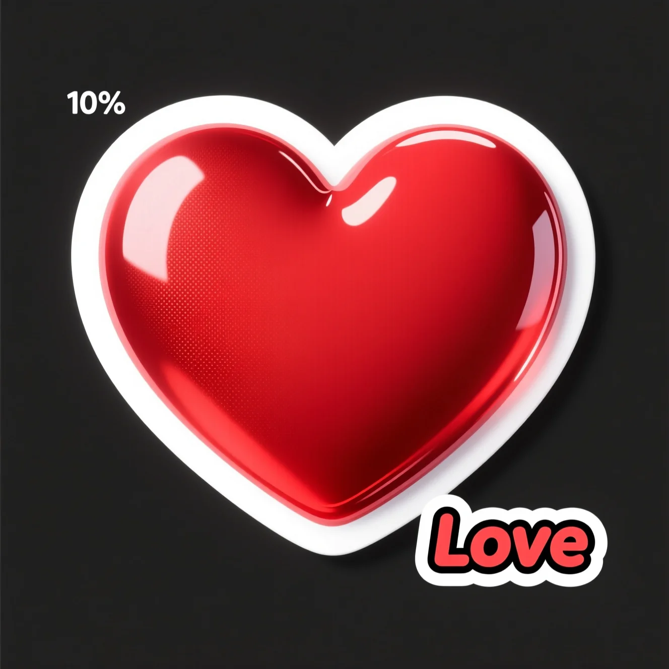 Red heart AI sticker from the AI sticker maker