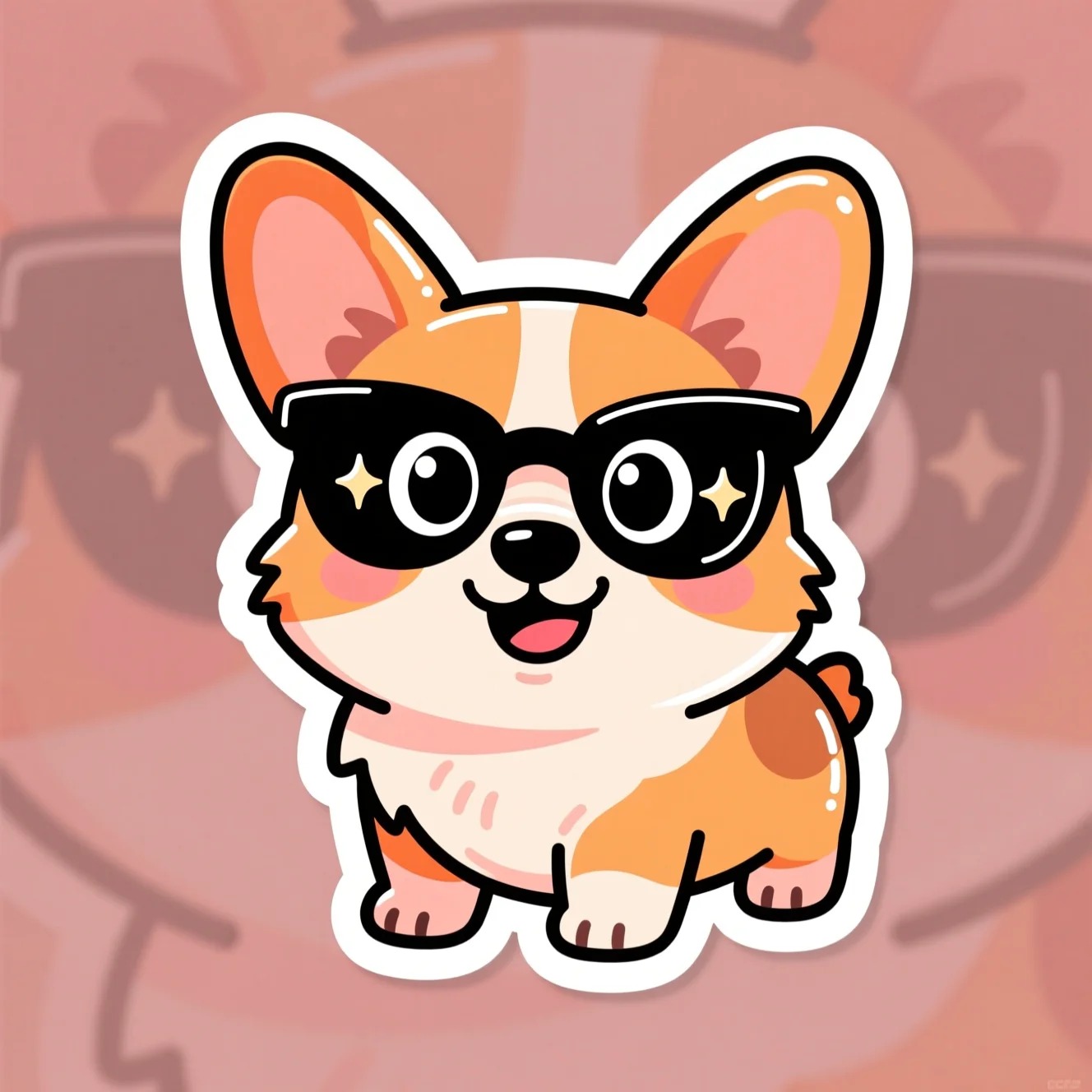 Corgi die-cut sticker, one of many AI stickers