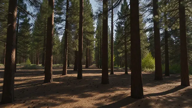 Start frame: a pine forest.