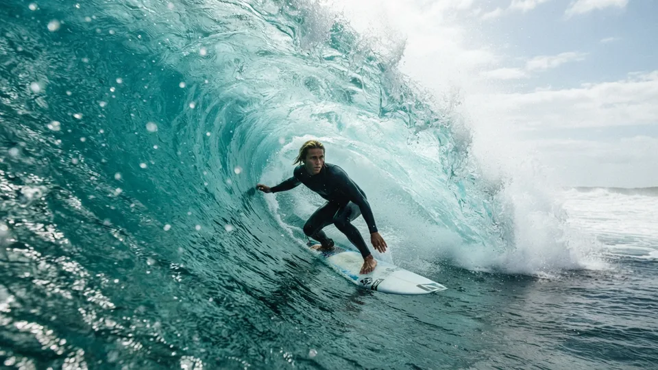 A surf clip trimmed to the wave