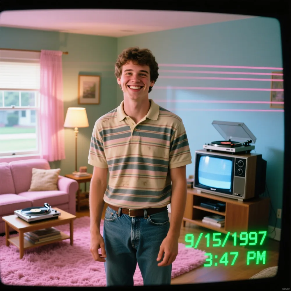 VHS-still vintage look developed with Pixazo Generador de fotos vintage con IA
