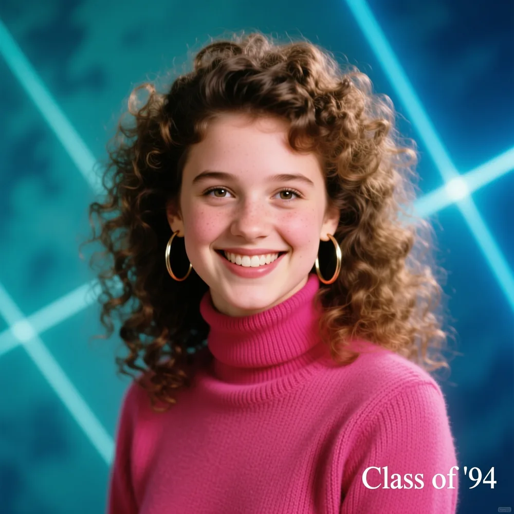 Promoción del 94 — vintage yearbook photo made with Pixazo Generador de fotos vintage con IA