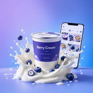 Benchmark prompt group “dairy-shot” — a product photography brief scored across the model pool. — output 6