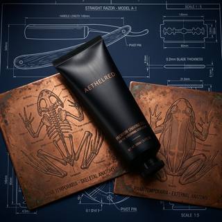 Benchmark prompt group “shaving” — a product/grooming scene used in the head-to-head matches. — output 4