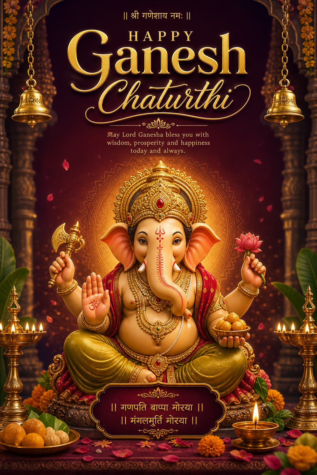 Modern minimal Ganesh Chaturthi poster created with Pixazo AI