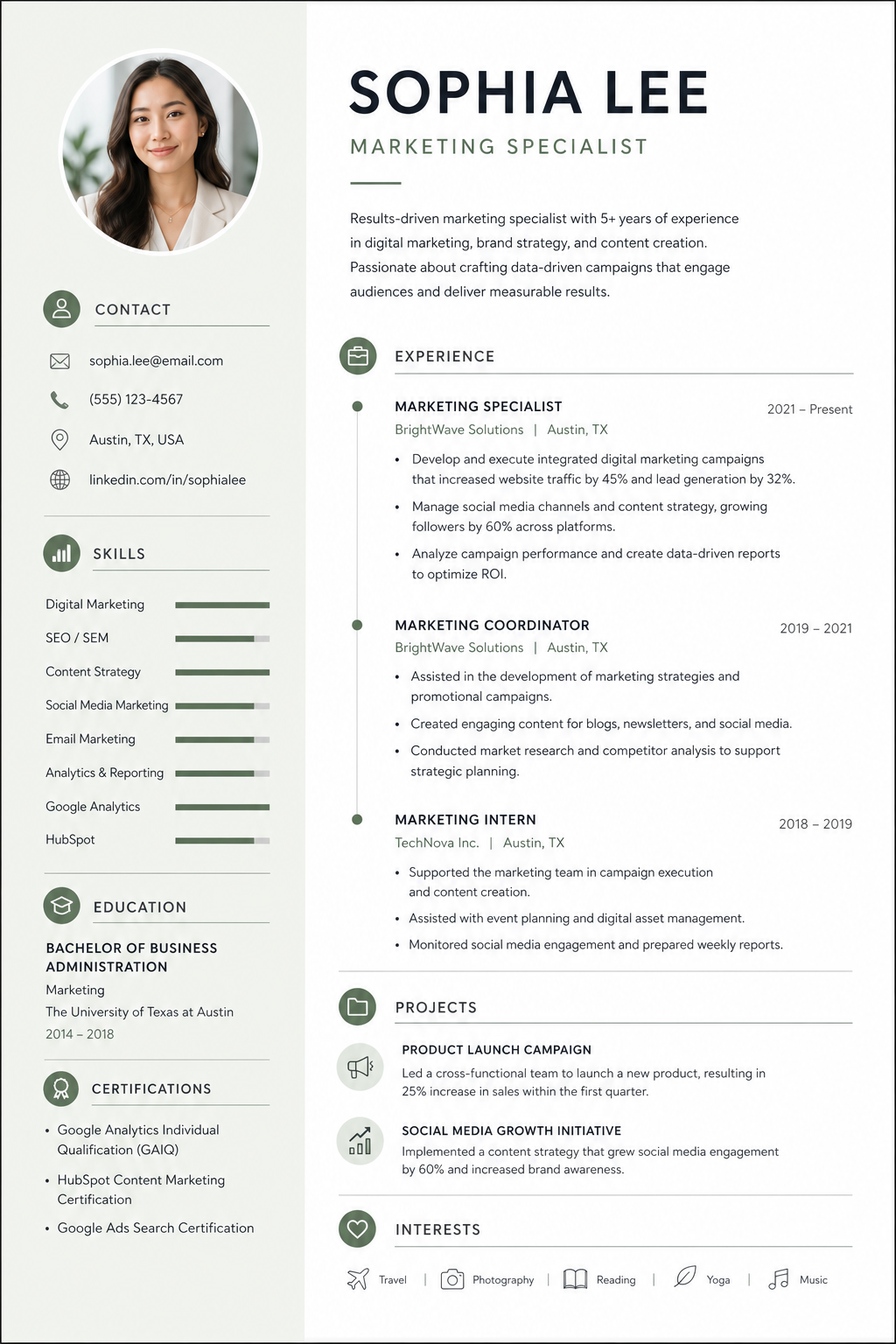 Lebenslauf — modern style resume layout