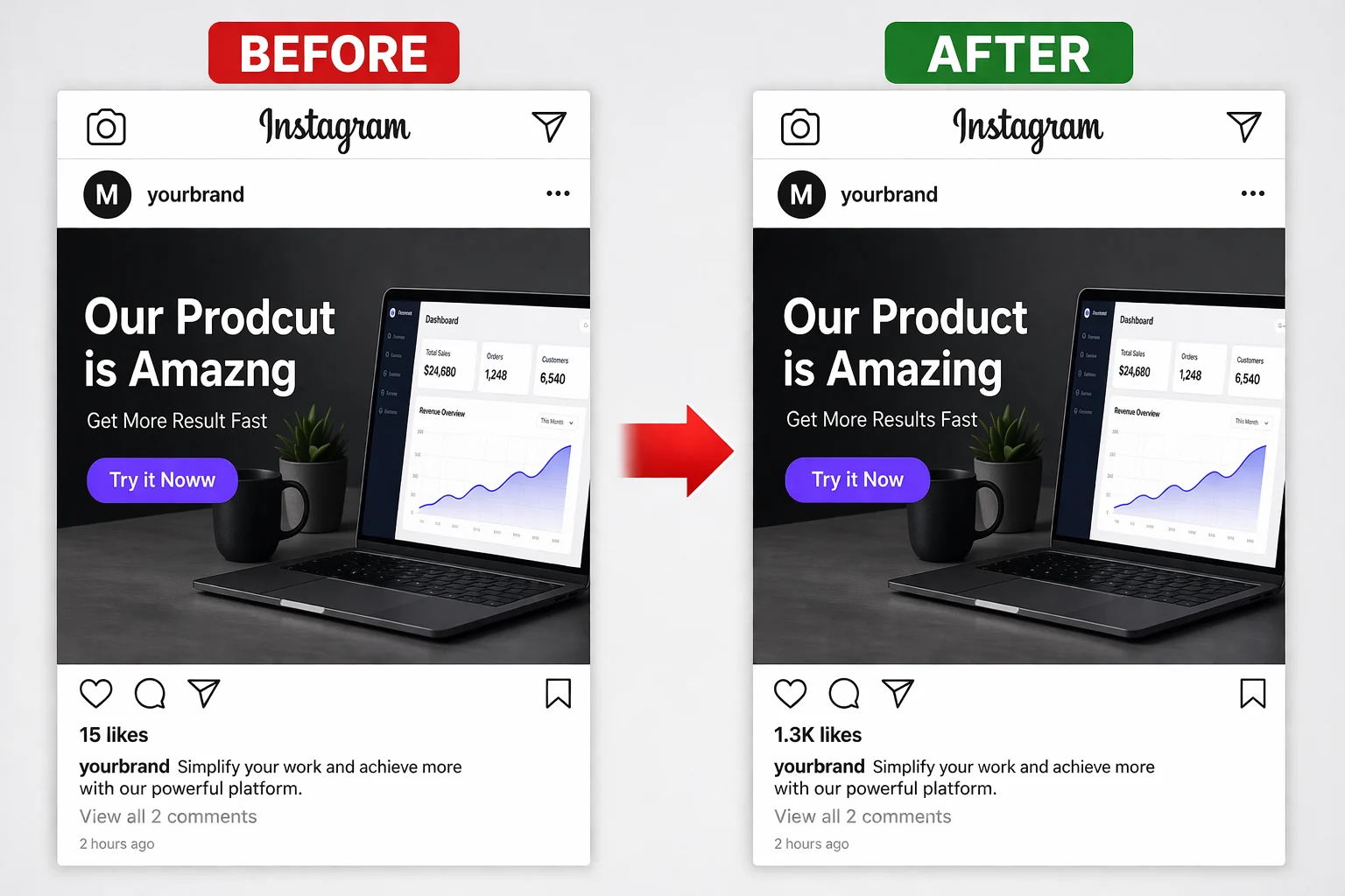 Instagram carousel update before and after created with Pixazo AI