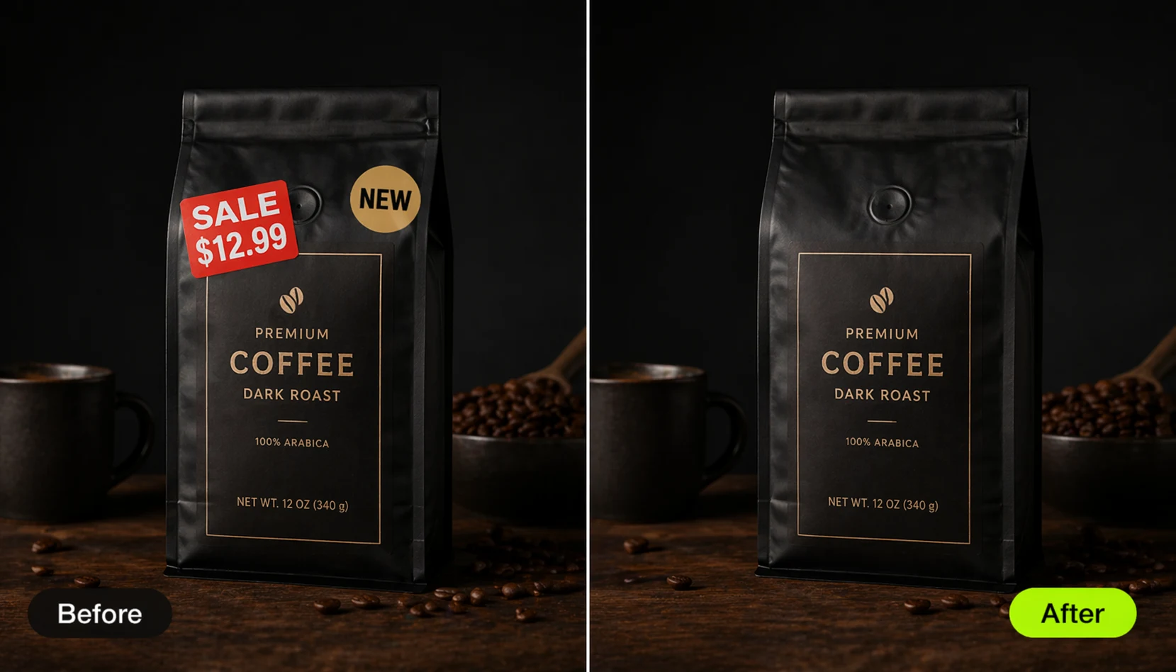 Label removal before and after created with Pixazo AI